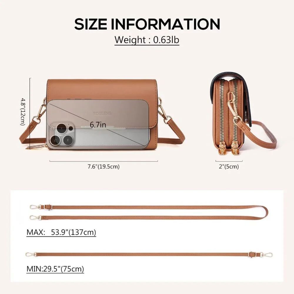 Small PU Leather Crossbody Bag for Women with Card Slots Lightweight Compact